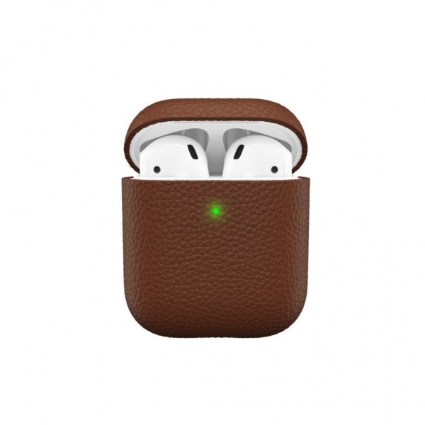 KeyBudz AirPods (1/2) Skal PodSkinz Äkta Läder Brun