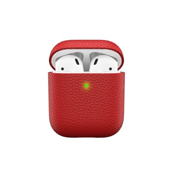 KeyBudz AirPods (1/2) Skal PodSkinz Äkta Läder Röd