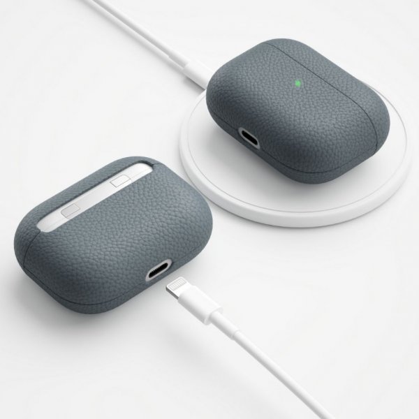 KeyBudz AirPods Pro Skal PodSkinz Äkta Läder Skiffer