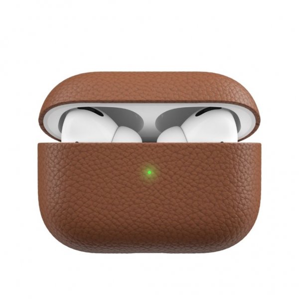 KeyBudz AirPods Pro Skal PodSkinz Äkta Läder Brun