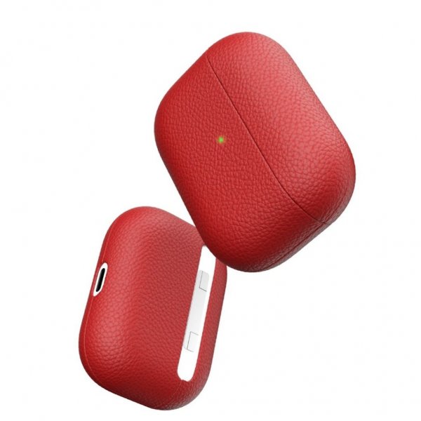 KeyBudz AirPods Pro Skal PodSkinz Äkta Läder Röd