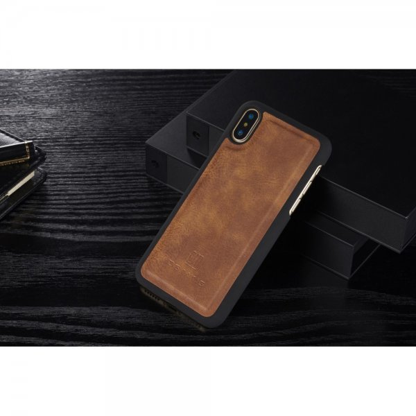 Dg.Ming iPhone X/Xs Plånboksfodral Löstagbart Skal Brun