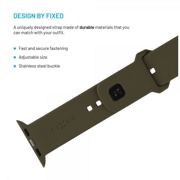 Fixed Apple Watch 38/40/41/42mm Armband Silicone Sporty Strap Olivgrön