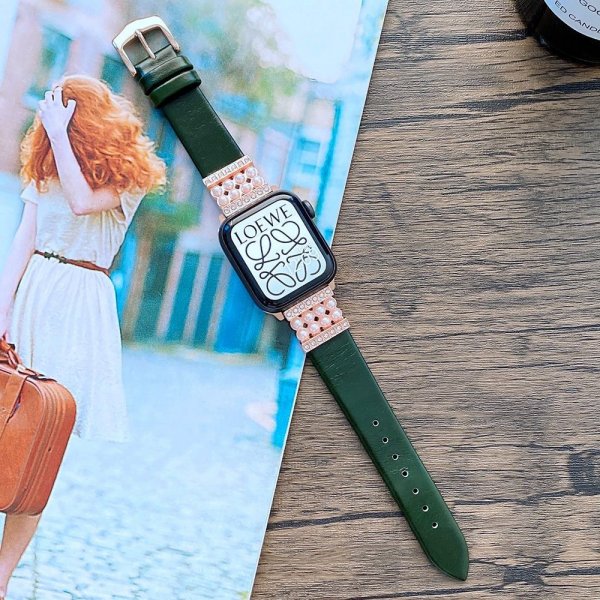 Apple Watch 44/45/46mm/Apple Watch Ultra Armband Pärlor Grön