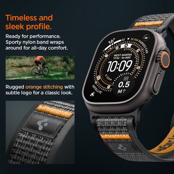 Spigen Apple Watch 44/45/46mm/Ultra 49mm Armband Athlex Air 2 Active Black Orange