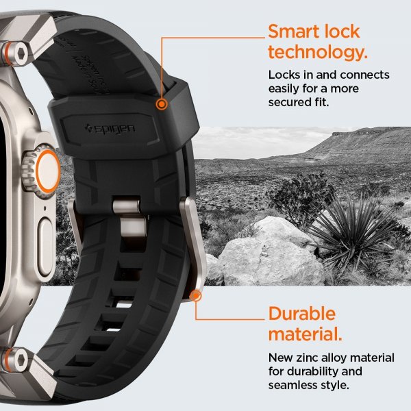 Spigen Apple Watch 44/45/46mm/Ultra 49mm Armband DuraPro Armor PU Svart
