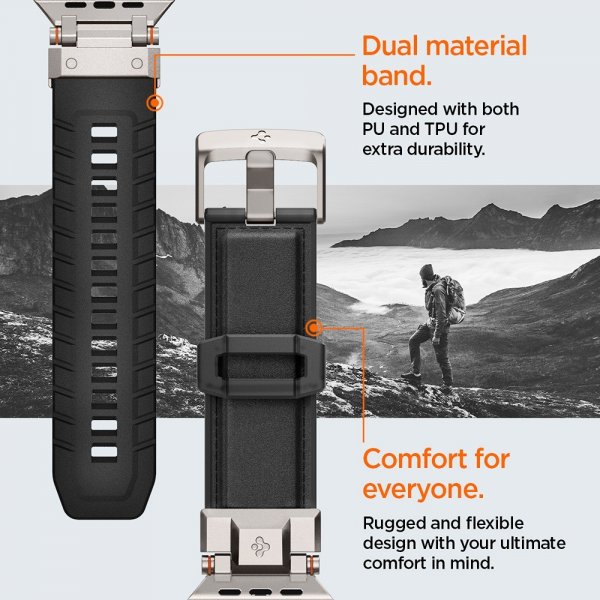 Spigen Apple Watch 44/45/46mm/Ultra 49mm Armband DuraPro Armor PU Svart