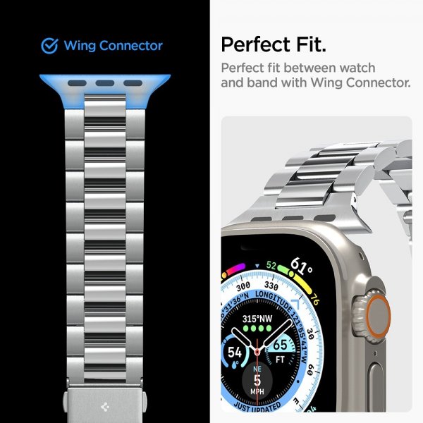 Spigen Apple Watch 44/45/46mm/Ultra 49mm Armband Modern Fit 316L Silver