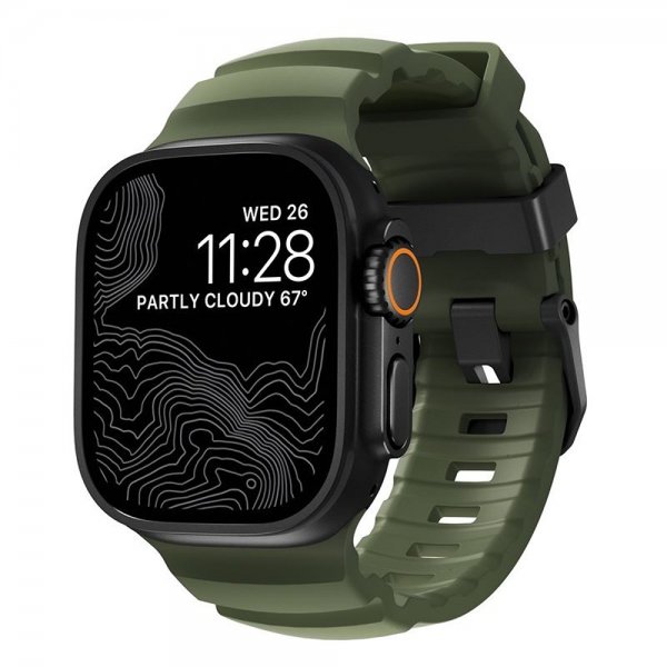 Nomad Apple Watch 44/45/46mm/Ultra 49mm Armband Rocky Point Svart Forest