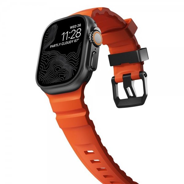 Nomad Apple Watch 44/45/46mm/Ultra 49mm Armband Rocky Point Svart Magma