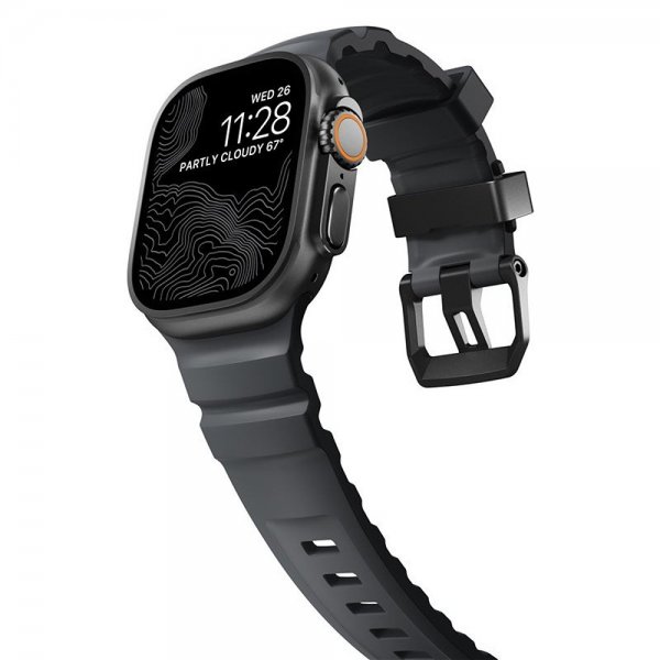 Nomad Apple Watch 44/45/46mm/Ultra 49mm Armband Rocky Point Svart Storm