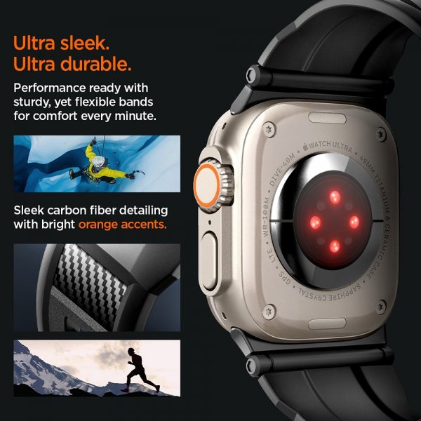 Spigen Apple Watch 44/45/46mm/Ultra 49mm Armband Rugged Ultra Matte Black