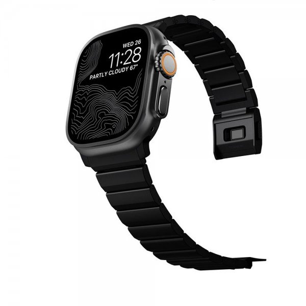 Nomad Apple Watch 44/45/46mm/Ultra 49mm Armband Titanium Band Svart