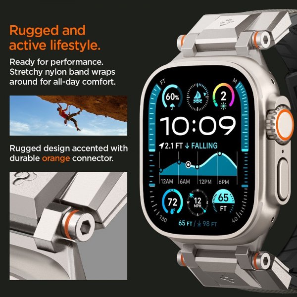 Spigen Apple Watch 44/45/46mm/Ultra 49mm Armband DuraPro Armor Grå