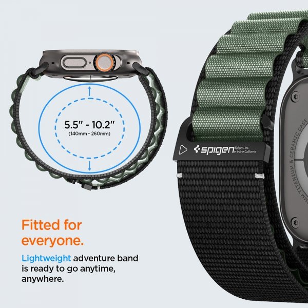 Spigen Apple Watch 44/45/46mm/Ultra 49mm Armband WBF1 Svart Grön