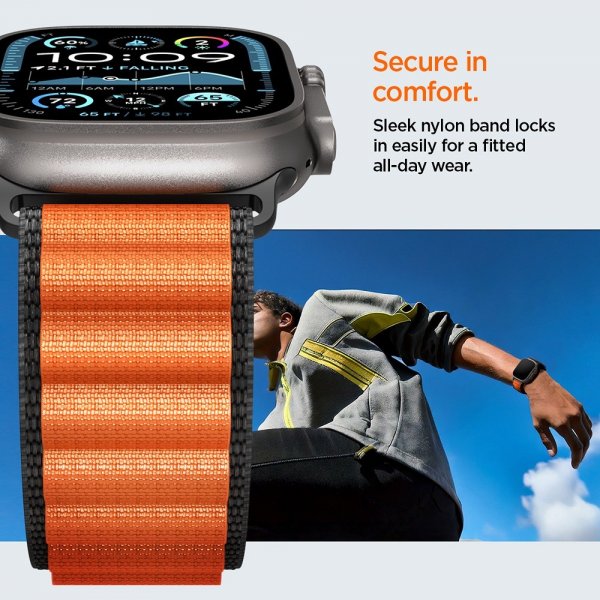 Spigen Apple Watch 44/45/46mm/Ultra 49mm Armband WBF1 Svart Orange