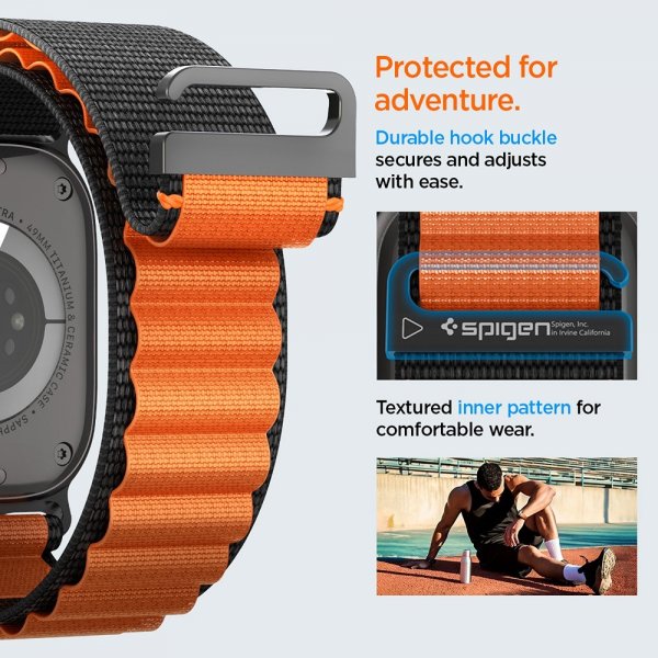 Spigen Apple Watch 44/45/46mm/Ultra 49mm Armband WBF1 Svart Orange