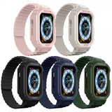 Apple Watch 44/45mm Armband med Skal Silikon Magnetstänging Rosa