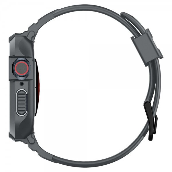Spigen Apple Watch 44/45mm Armband och Skal Rugged Armor Pro Dark Gray