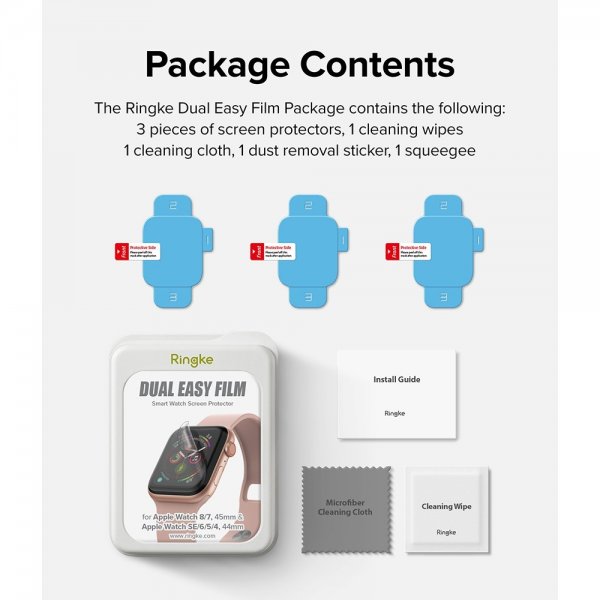 Ringke Apple Watch 44/45mm Skärmskydd Dual Easy Film 3-pack