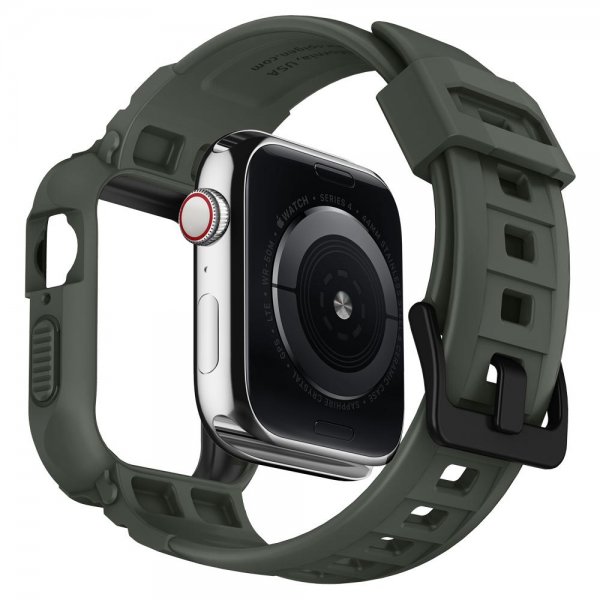 Spigen Apple Watch 44/45mm Skal med armband Rugged Armor Pro Military Green