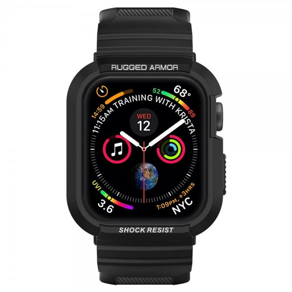 Spigen Apple Watch 44/45mm Skal med armband Rugged Armor Pro Svart