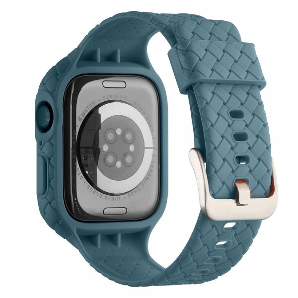 Apple Watch 45mm Armband Vävtextur Grönblå