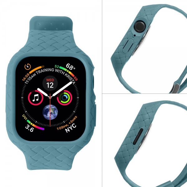 Apple Watch 45mm Armband Vävtextur Grönblå