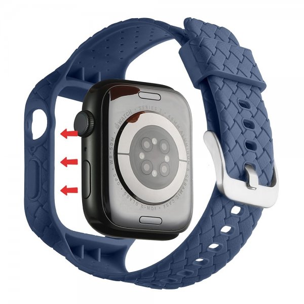 Apple Watch 45mm Armband Vävtextur Mörkblå