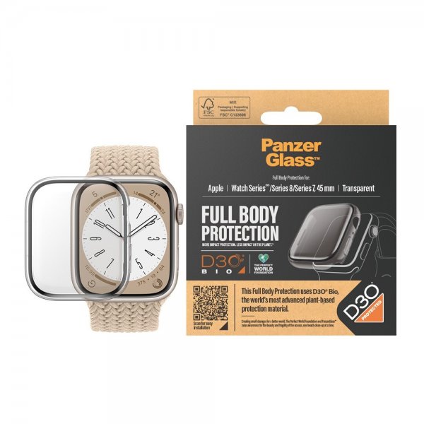 PanzerGlass Apple Watch 45mm Skal med Skärmskydd Full Body Protector Transparent