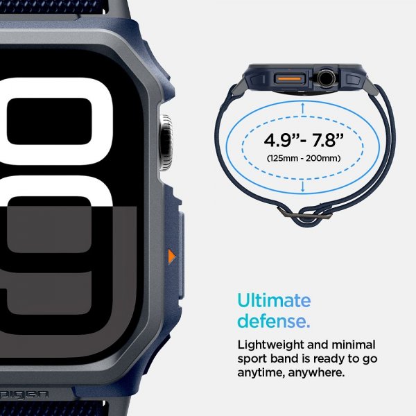 Spigen Apple Watch 46mm (Series 10/11) Armband och Skal Lite Fit Pro Navy Blue