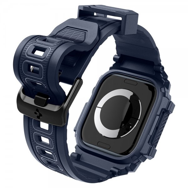 Spigen Apple Watch 46mm (Series 10/11) Armband och Skal Rugged Armor Pro Navy Blue