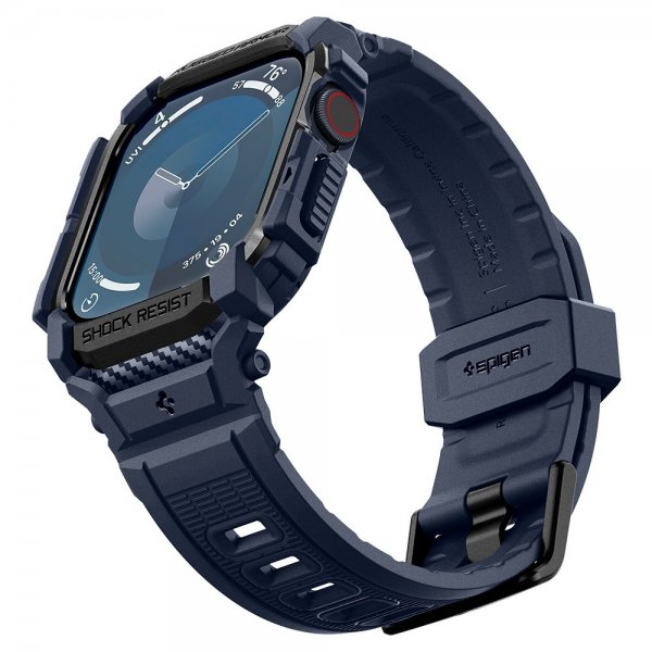 Spigen Apple Watch 46mm (Series 10/11) Armband och Skal Rugged Armor Pro Navy Blue