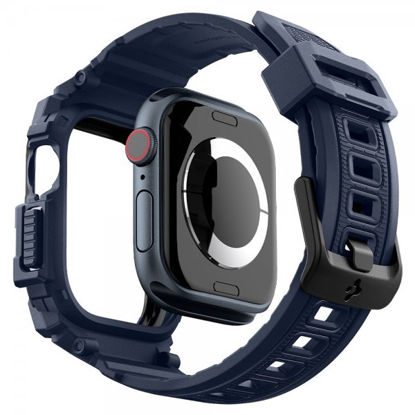 Spigen Apple Watch 46mm (Series 10/11) Armband och Skal Rugged Armor Pro Navy Blue
