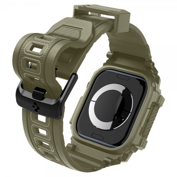 Spigen Apple Watch 46mm (Series 10/11) Armband och Skal Rugged Armor Pro Vintage Khaki
