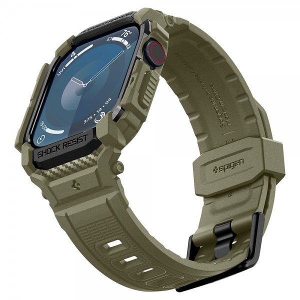 Spigen Apple Watch 46mm (Series 10/11) Armband och Skal Rugged Armor Pro Vintage Khaki