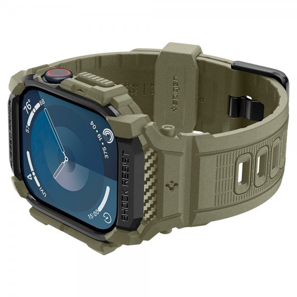Spigen Apple Watch 46mm (Series 10/11) Armband och Skal Rugged Armor Pro Vintage Khaki
