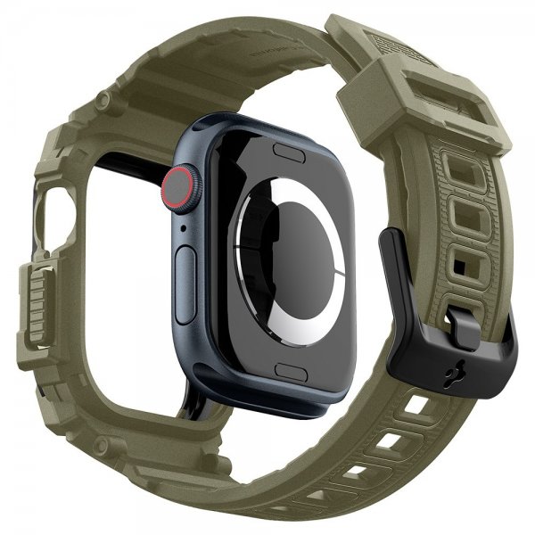 Spigen Apple Watch 46mm (Series 10/11) Armband och Skal Rugged Armor Pro Vintage Khaki