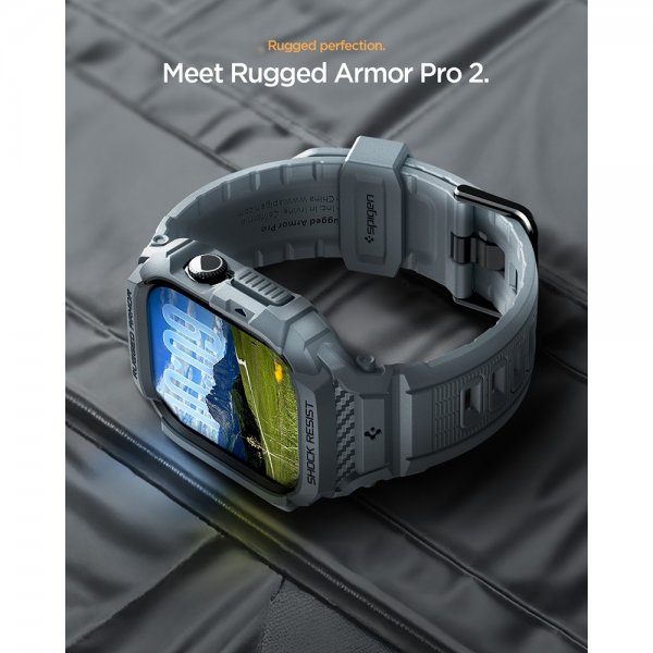 Spigen Apple Watch 46mm (Series 10/11) Armband Rugged Armor Pro 2 Dark Gray