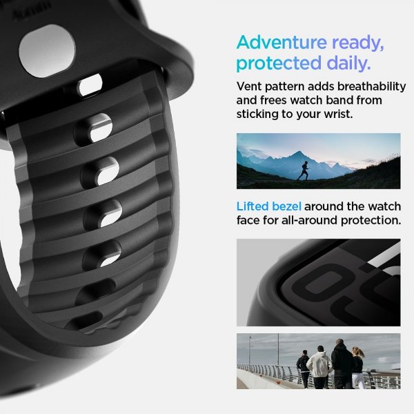 Spigen Apple Watch 46mm (Series 10/11) Skal med Armband Liquid Air Pro Matte Black