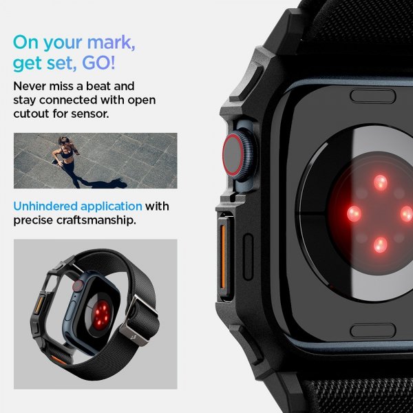 Spigen Apple Watch 46mm (Series 10/11) Armband och Skal Lite Fit Pro Matte Black