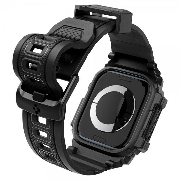 Spigen Apple Watch 46mm (Series 10/11) Armband och Skal Rugged Armor Pro Matte Black