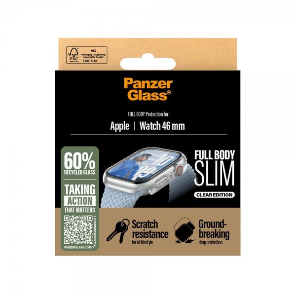 PanzerGlass Apple Watch 46mm (Series 10/11) Skal med Skärmskydd Full Body Protection Transparent