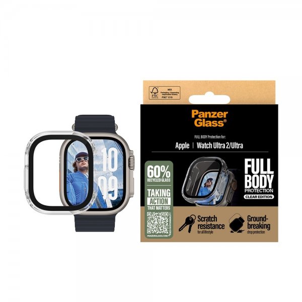 PanzerGlass Apple Watch Ultra 49mm Skal med Skärmskydd Full Body Protection Transparent