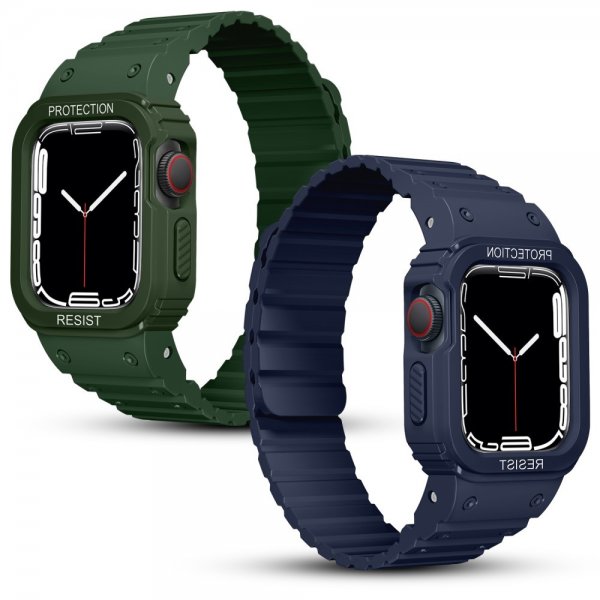Apple Watch Ultra 49mm Armband med Skal Silikon Magnetstänging Grön