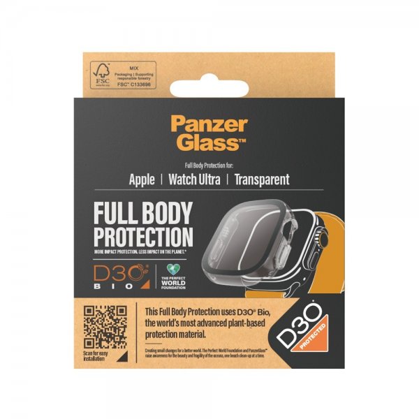 PanzerGlass Apple Watch Ultra 49mm Skal med Skärmskydd Full Body Protector D3O Transparent