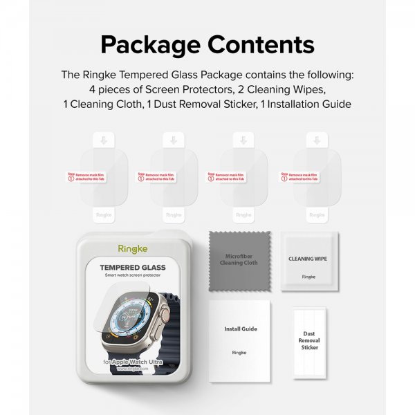 Ringke Apple Watch Ultra Skärmskydd Screen Protector Glass 4-pack