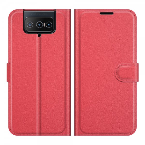 Asus Zenfone 8 Flip Fodral Litchi Röd