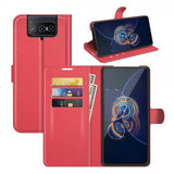 Asus Zenfone 8 Flip Fodral Litchi Röd