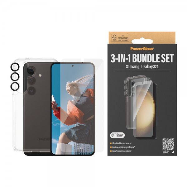 PanzerGlass Samsung Galaxy S24 Skal Skärmskydd Kameraskydd 3-in-1 Bundle Set